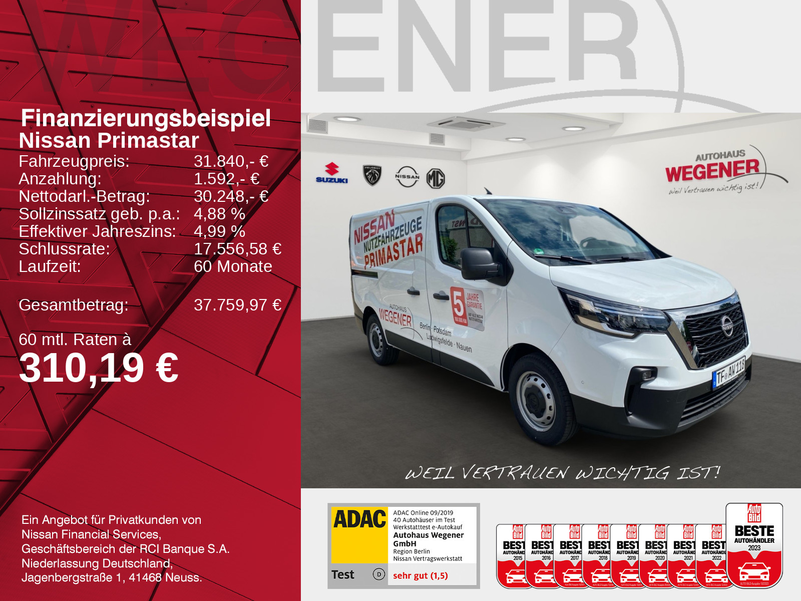 Nissan Primastar Kasten L1H1 3,0t dci130 MT N-CONNECTA 1ST LRB NAVI