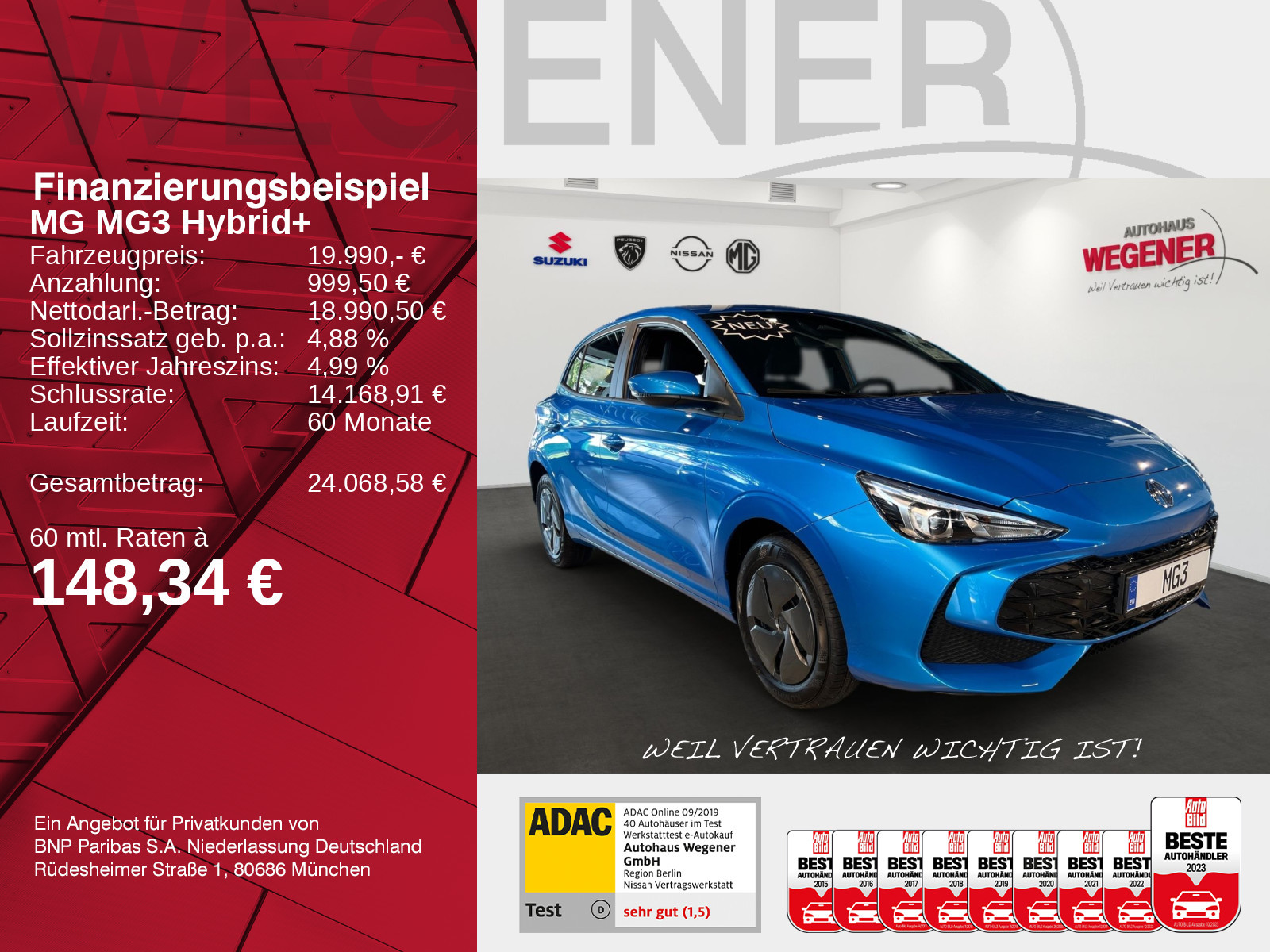 MG MG3 Hybrid+ Standard /Kamera/Carplay/Nav