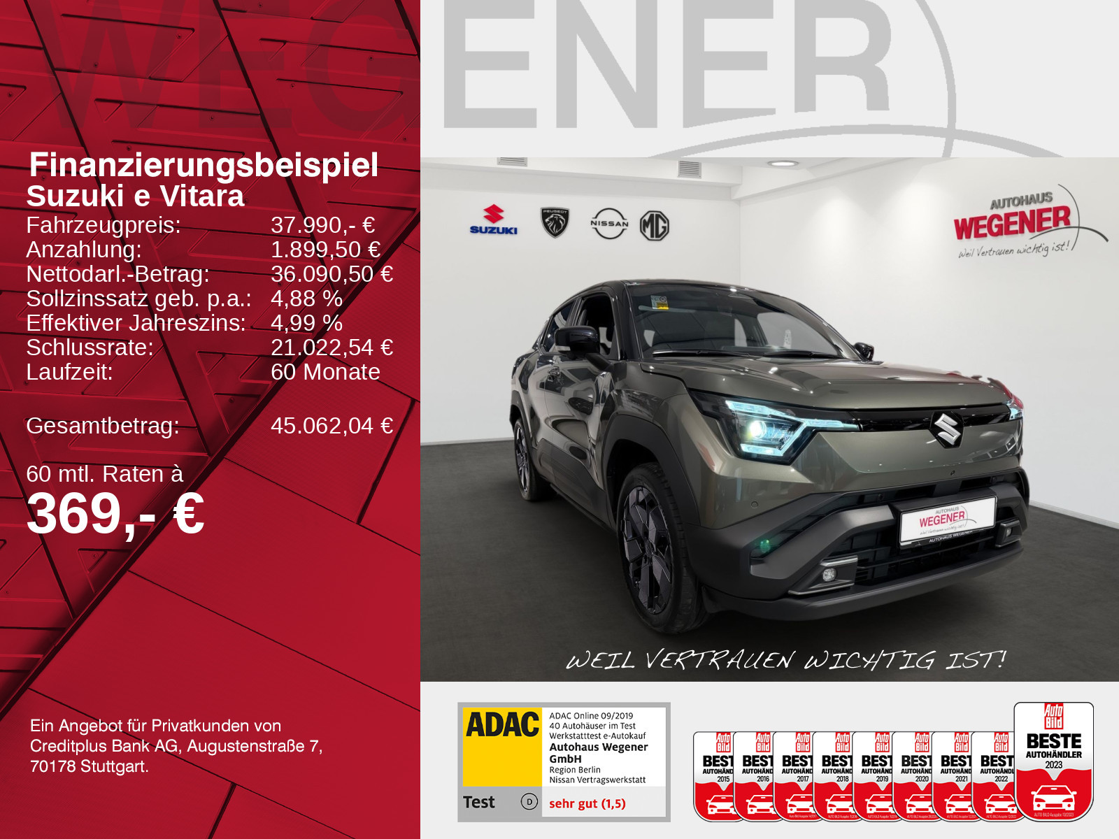 Suzuki e VITARA 61kWh ALLGRIP-e Comfort+ | 6000€ Prämie