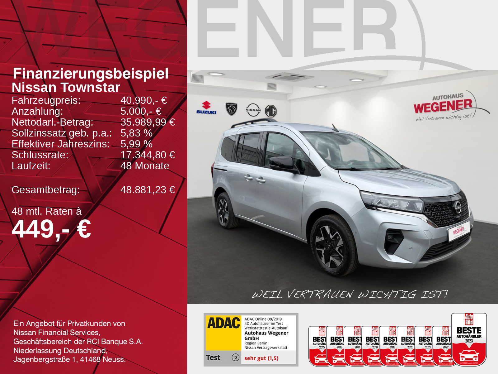 Nissan Townstar EV Kombi L1 Tekna - SHZ 360CAM Keyless